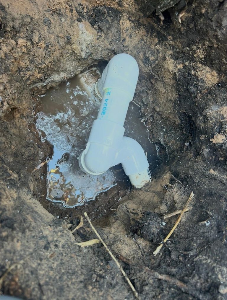 Repaired pool return line PVC plumbing after underground leak repair in Houston